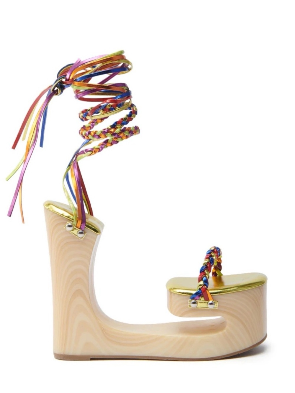 Azalea Wang  Braided Lace Platform Wedge Sandal